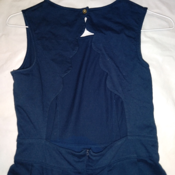 Kanva Fashion Cotton Pleated Dress Sleeveless Blue with Black Bow Size S - Picture 3 of 8